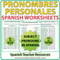 Spanish subject pronouns worksheets - pronombres personales