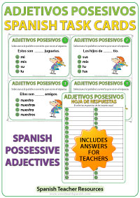 Spanish Task Cards - Los Adjetivos Posesivos - Spanish Possessive Adjectives