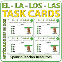Artículos definidos en español - Task Cards