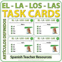 Artículos definidos en español - Task Cards Artículos definidos en español - Task Cards