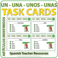 Artículos indefinidos en español - Task Cards Artículos indefinidos en español - Task Cards