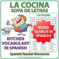 Spanish Kitchen Vocabulary Word Search - La Cocina - Sopa de Letras Spanish Kitchen Vocabulary Word Search - La Cocina - Sopa de Letras