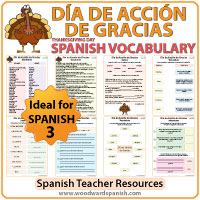 Thanksgiving Day Spanish Vocabulary with worksheets - Vocabulario del Día de Acción de Gracias con ejercicios Thanksgiving Day Spanish Vocabulary with worksheets - Vocabulario del Día de Acción de Gracias con ejercicios