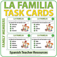 Spanish Family Members - Task Cards - Miembros de la Familia en español