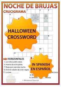 Spanish Halloween Crossword Worksheet