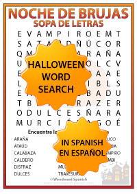 Spanish Halloween Word Search Worksheet