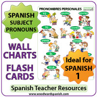 Spanish subject pronouns flash cards and charts
